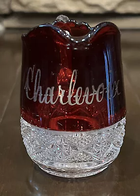 Red Flash Glass Souvenir Creamer Small Pitcher Charlevoix Michigan • $19.95