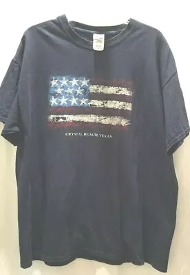 Gildan Unisex T-shirt Navy Blue With Flag  Crystal Beach Texas  Size Xl #2805 • $9.99