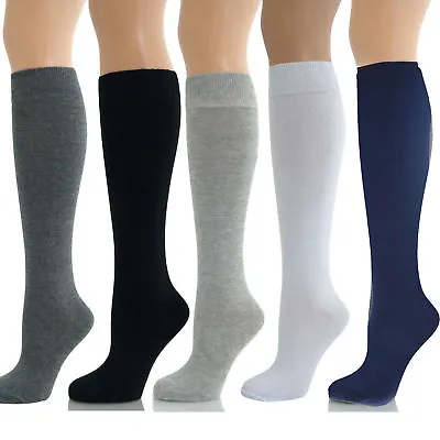 £2.99 • Buy Ladies Womens Girls Knee High Cotton Socks Long Plain Children Kids School Socks