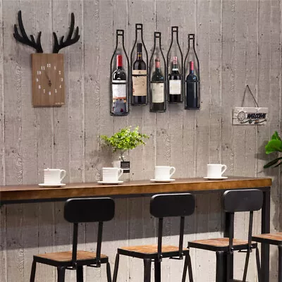 23.2  5 Bottle Metal Wine Rack Wall Mounted Wine Bottle Holder – Wall Decor Art • $30.59