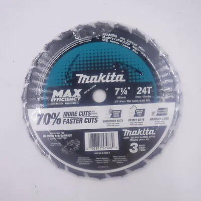 3 Pack Makita B-61656-3 7-1/4  24T Carbide-Tipped Efficiency Circular Saw Blade • $23.99