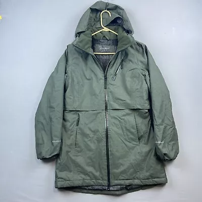 Eddie Bauer Parka Coat Jacket Women’s Medium Green Hooded Weatheredge Rain Zip • $26.99