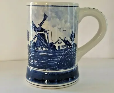$7.95 • Buy Vtg Delft Blue Handpainted Made In Holland Porcelain Windmill Stein Mugs 5 1/2 