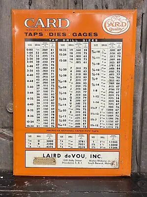 Early Vintage TOC Card Quality Tap Drill & Gages Gas Service Station Sign Maine  • $125