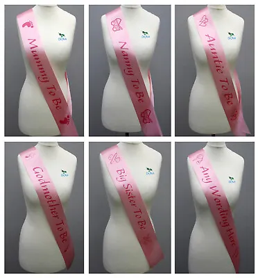 Baby Shower Sash Mummy To Be Nanny Big Sister Gender Reveal Pink Sash Pink Text • £3.49