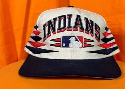 *RARE!* Vintage Cleveland Indians MLB Logo Athletic Diamond Dcut Hat Snapback ** • $285
