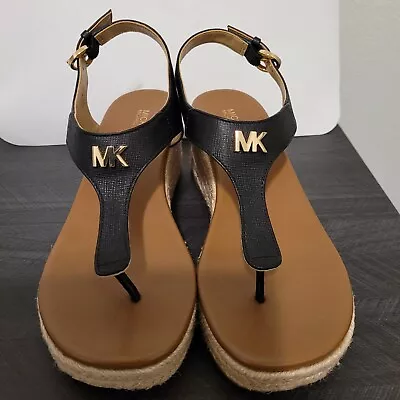 Michael Kors MICHAEL MICHAEL KORS Laney Saffiano Leather Espadrille Wedge Sandal • $52