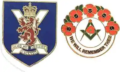 Royal Regiment Of Scotland Badge And Masonic We Will Remember Enamel Badge • £9.99