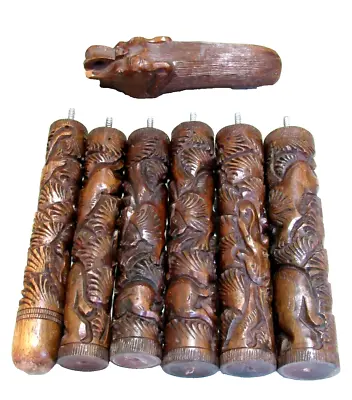 Folk Art Walking Stick Wooden Hand Carved 37.5” Tall Cane Breakdown Vintage #MO • $95