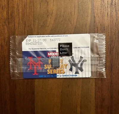 1997 Subway Series Metrocard Sealed MINT Mets VS Yankees Collectible Card • $199