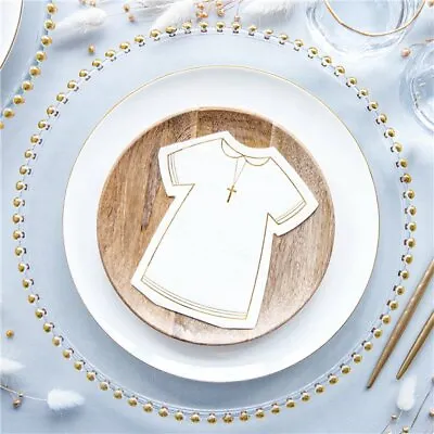 Holy Communion Confirmation Party White & Gold Paper Tableware Napkins 20 Pack  • £6.49