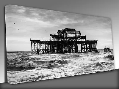 £28 • Buy The West Pier In Brighton, UK, Panoramic Canvas Wall Art Picture Print