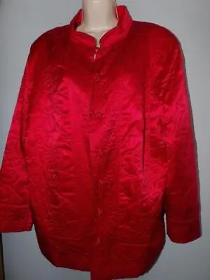 Vikki Vi Red Ls Chinese Buttons Lined Jacket Top 1x • $21.74