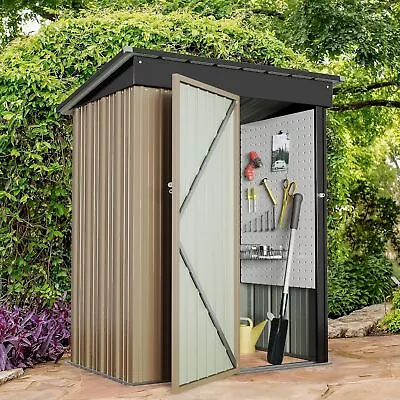 5 X 3 FT Outdoor Storage Shed Metal Garden Sheds & Outdoor Storage HouseBrown • $113.99