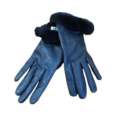 UGG Women's Leather Sheepskin Vent Gloves Black Size Large • $49.49