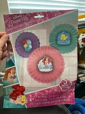 LITTLE MERMAID Dream Big PAPER FAN DECORATIONS (3) ~ Birthday Party Supplies New • $4.50