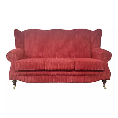 3 Seat Wing Back Queen Anne Style Sofa - Jumbo Cord - 9 Colour Choices Available • £1099