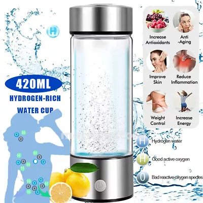 $53.99 • Buy 420ml Hydrogen Rich Alkaline Water Ionizer Generator Bottle Cup USB Portable Mug
