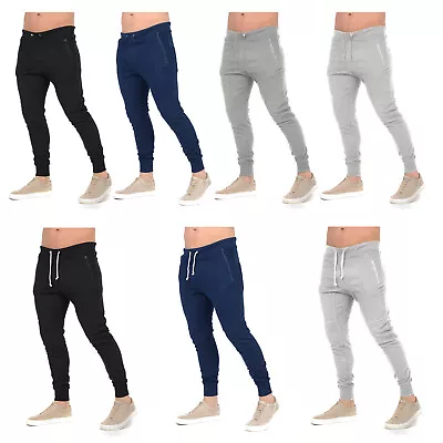 Mens Slim Fit Tracksuit Bottoms Skinny Joggers Sweat Pants Jogging Gym Trousers • £9.99