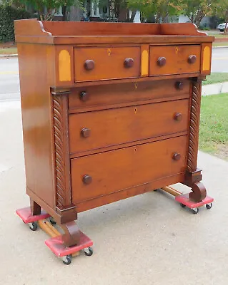 Mahogany And Maple Empire 3 Over 2 Drawer Chest 19th Century • $1275