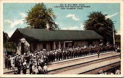 Postcard Co. M. 6th Reg. Ohio Leaving For Mexican Boarder Oak Harbor Ohio • $15