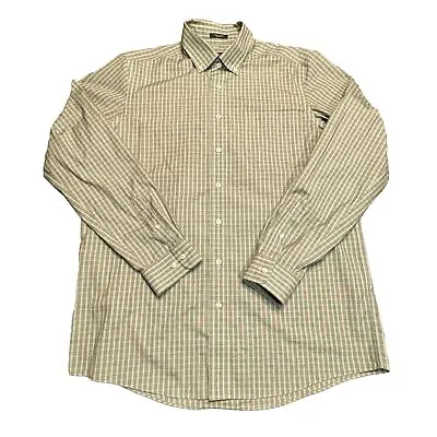 Eddie Bauer Shirt Mens Large Tall Brown Windowpane Button Down Relaxed Fit • $14.77