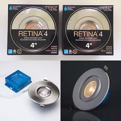 2 Pk Trenz Retina 4  LED Shower Or Outdoor Gimbal Brushed Nickel Recessed Light • $33.95