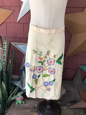 Vintage 70s Por Bordados Mary Vi Canvas Embroidered Long Skirt Size 29x28 Medium • $51.39