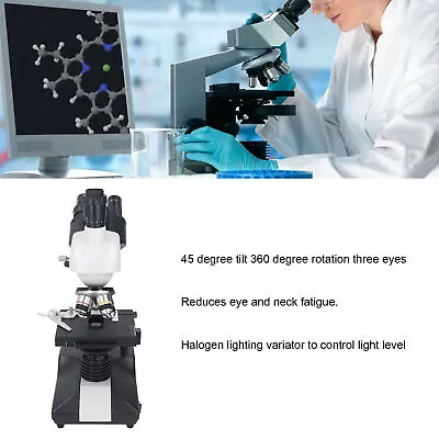 Trinocular Microscope 40X-5000X 5MP Electronic Eyepieces 45 Degree Professional • $166.24