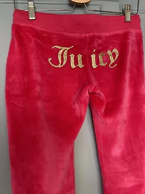 $88 • Buy Juicy Couture OG Velour Big Bling Y2K Track Pants Vixen Pink Size L