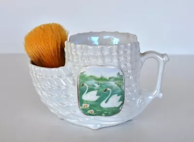 Vintage Victoria Austria Pearl Lustre Shaving Mug With Swans • $20