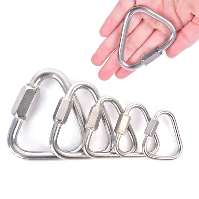 $1.70 • Buy Triangle Carabiner Stainless Steel Keychain Snap Clip Hook Buckle Screw Lock  FH