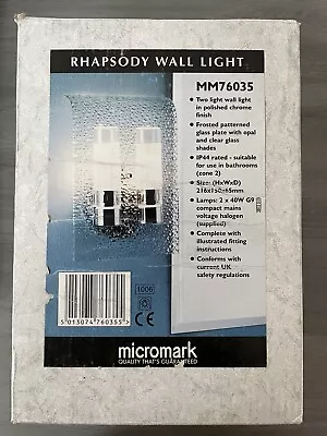 Micromark MM76035 Polished Chrome Twin Wall Light Bathroom/Kitchen BRAND NEW • £9.75