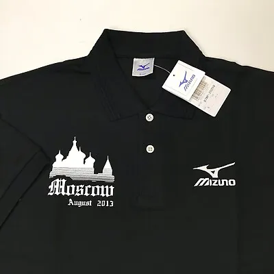 Moscow 2013 August Athletic ? Mizuno Polo Shirt Men XL New Black Made In Japan • $69.99