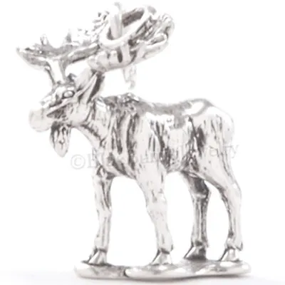 STERLING SILVER MOOSE Charm Pendant Animal Antlers Canada Alaska 925 3D • $19.99