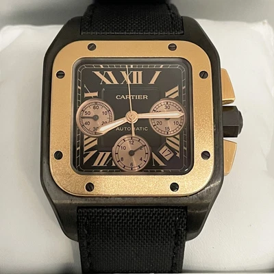 £9737.29 • Buy CARTIER SANTOS 100 XL CHRONOGRAPH TITANIUM ROSE GOLD Ref: W2020004 / 3104