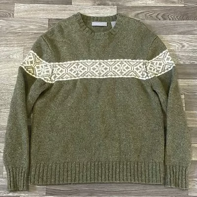 Vintage Marconi Lambswool Sweater Men’s XL Green White Fair Isle 90s Classic • $35