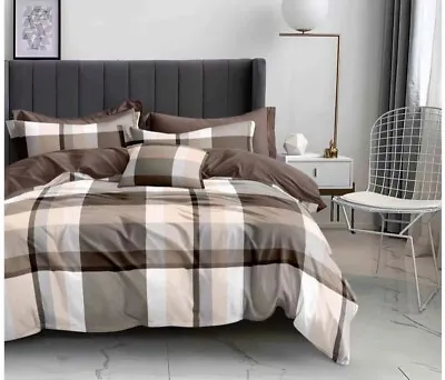 100% Egyptian Cotton Feel Bed Set With 2 Pillowcases  Fitted Sheet~ Duvet Cover • £23.99