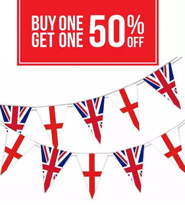 D-Day Ve Day 10 20 50 100 Metre Union Jack & England Flag Bunting • £34.95