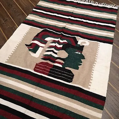£21.99 • Buy Red Green Native Mexican Head Woven Stripy Yoga Beach/Picnic Blanket / Throw