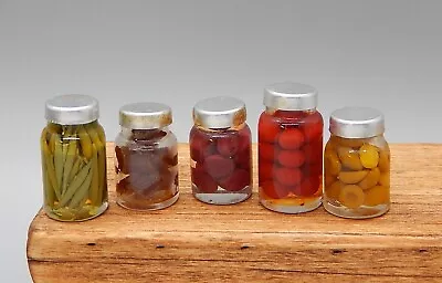 Vintage OOAK Glass Canning Jars Of Vegetables Artisan Dollhouse Miniature 1:12 • $13.50