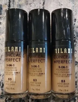 3 PACK Milani Conceal + Perfect 2-in-1 Foundation + Concealer  03 Light Beige • $25