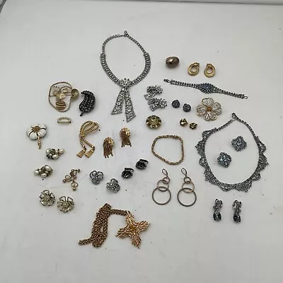 Lot Of Jewelry Rhinestone Some Signed Trifari Monet Weiss Kjl Rivers Etc • $88.68