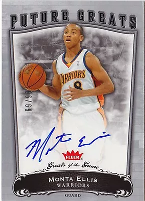 2005-06 Fleer Greats Of The Game MONTA ELLIS Auto RC Rookie #d 99 • $150