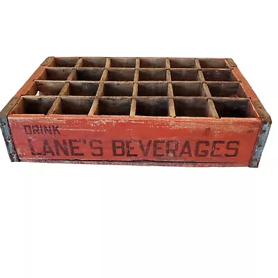 Vintage Lane Bottling Company Red Wooden Soda Pop Crate Sioux City Iowa 24 Slots • $24.95