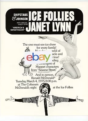 Vintage 1975 McDonald's Flyer W/ Janet Lynn And The Ice Follies & Sesame Street • $8