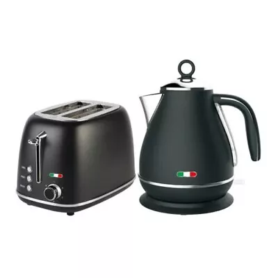 Vintage Electric Kettle & 2 Slice Toaster SET Combo Deal Stainless Steel Black • $129.99