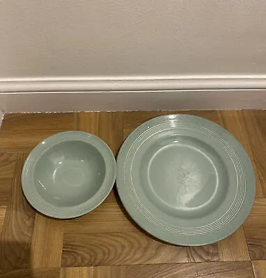 £4.99 • Buy Vintage Wood’s Ware “Beryl” Dinner Plate And Rimmed Bowl
