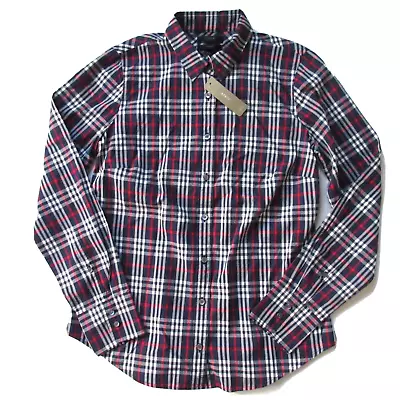 NWT J.Crew Perfect Shirt In Navy Red Plaid Cotton Button Down Top 4 • $19