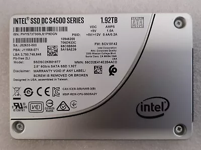 Intel (HP Enterprise) S4500 Series 1.92TB SSD 2.5  SATA (SSDSC2KB019T7P) Drive • £30